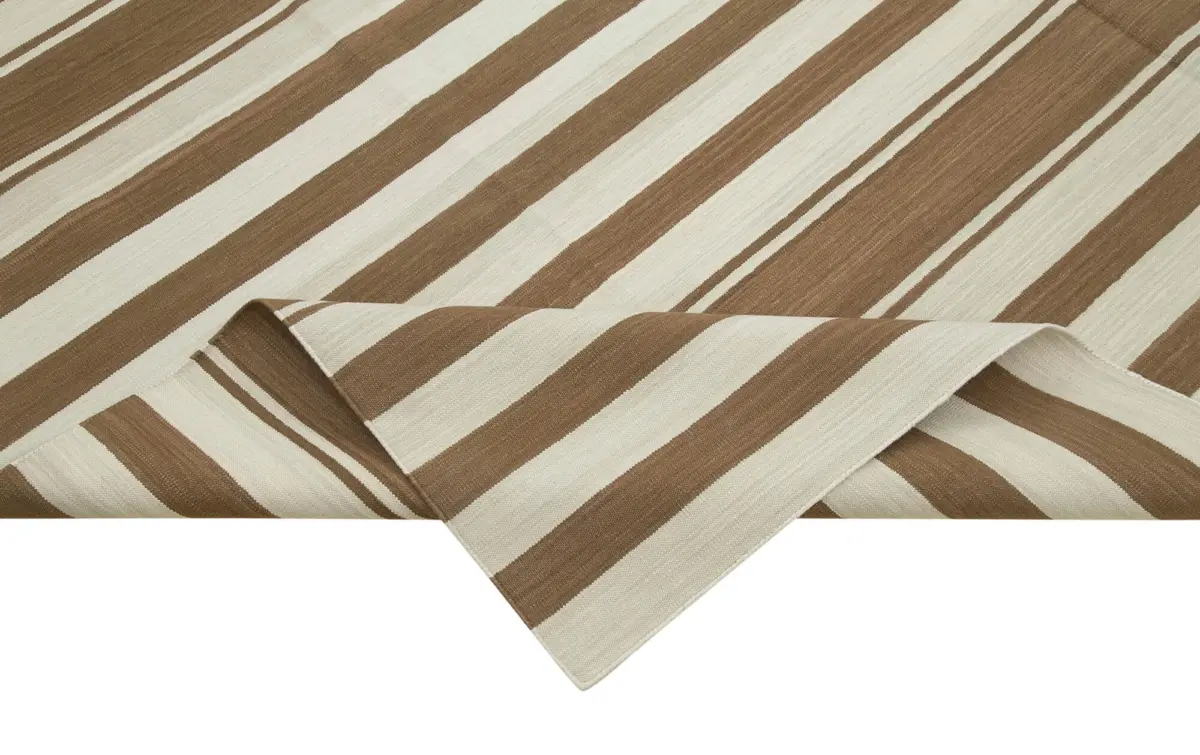 Duri Modern Kahverengi Pamuk Üstü Yün El Dokuma Kilim-240x307 - Görsel 6