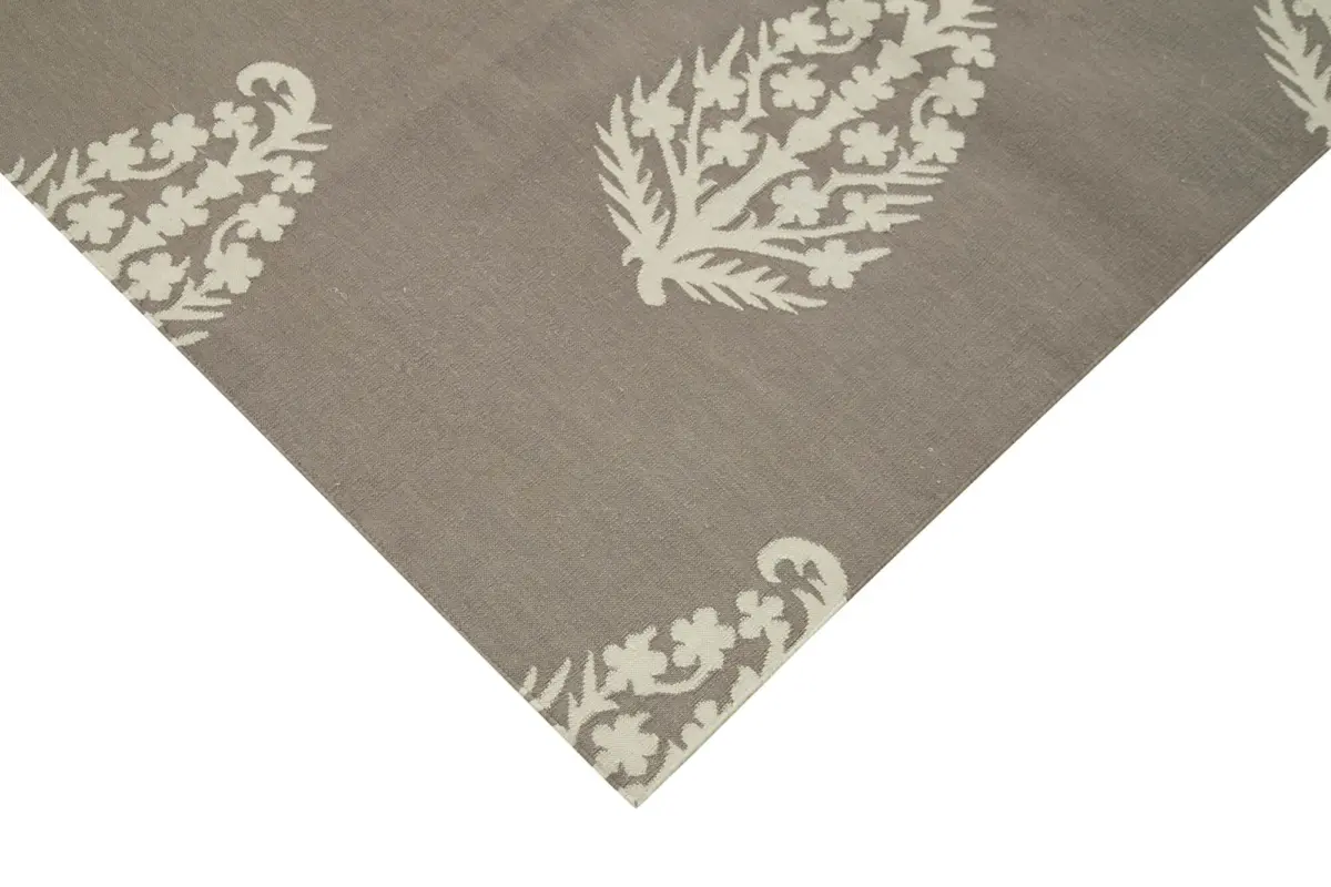 Duri Modern Kahverengi Pamuk Üstü Yün El Dokuma Kilim-247x305 - Görsel 4