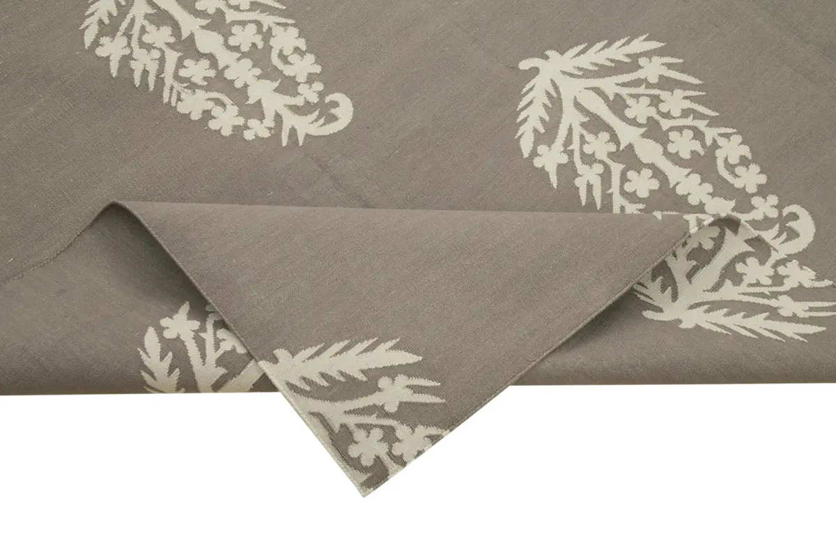 Duri Modern Kahverengi Pamuk Üstü Yün El Dokuma Kilim-247x305 - Görsel 6