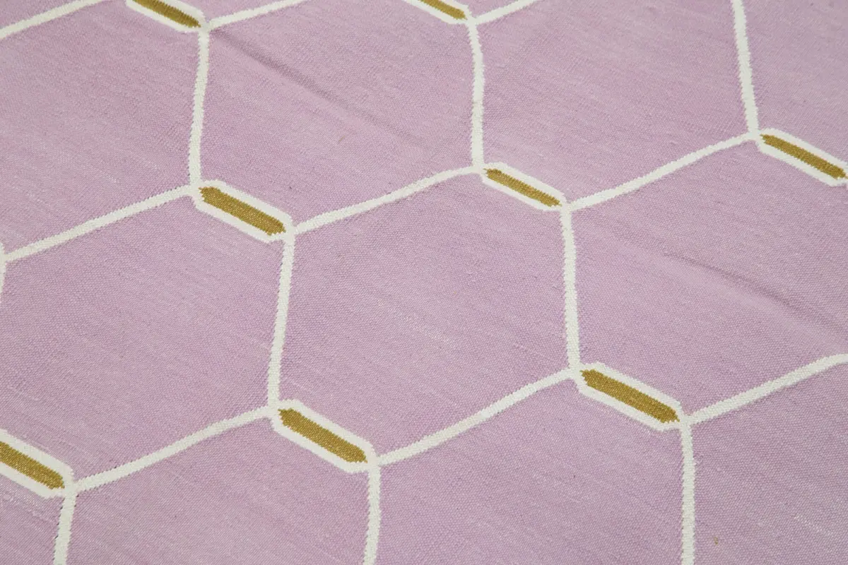 Duri Modern Mor Pamuk Üstü Yün El Dokuma Kilim-108x172 - Görsel 5