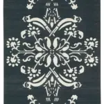 Duri Modern Siyah Pamuk Üstü Yün El Dokuma Kilim-108x165