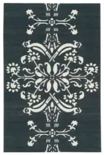 Duri Modern Siyah Pamuk Üstü Yün El Dokuma Kilim-108x165