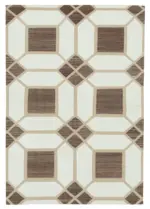 Duri Modern Bej Pamuk Üstü Yün El Dokuma Kilim-109x158