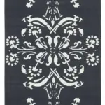 Duri Modern Siyah Pamuk Üstü Yün El Dokuma Kilim-108x170