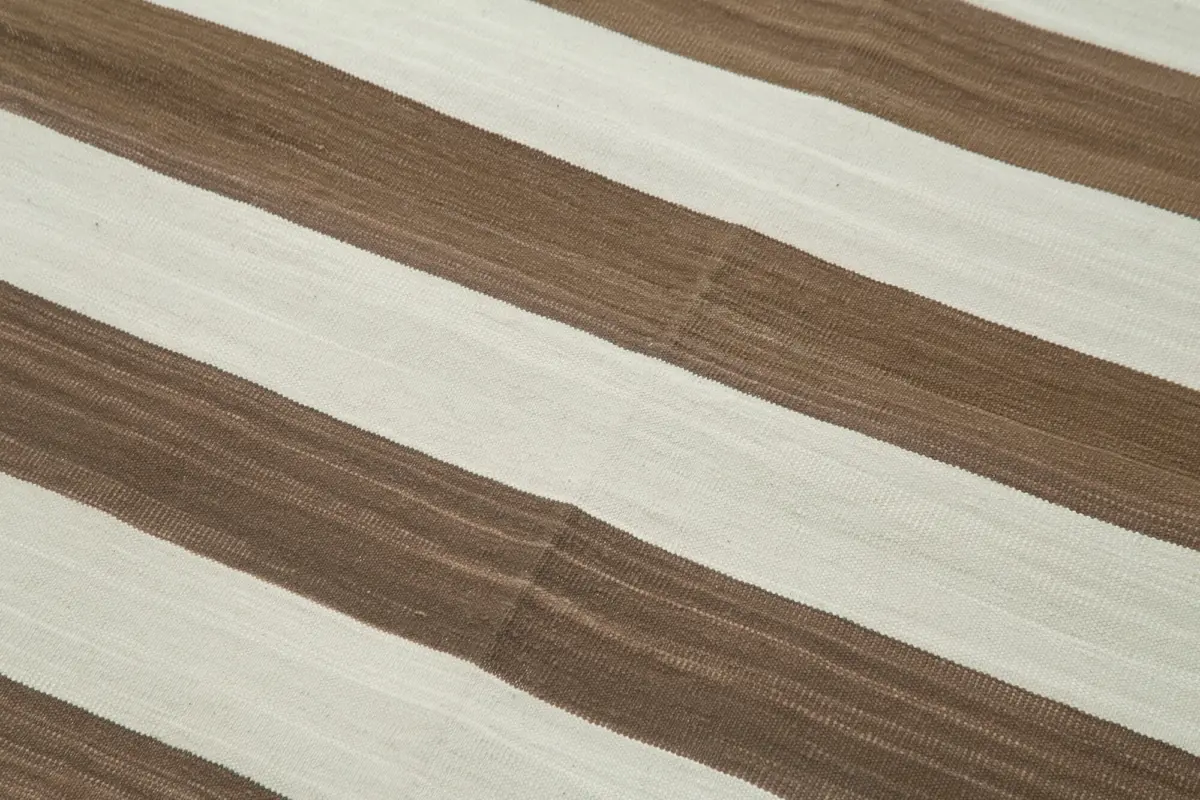 Duri Modern Kahverengi Pamuk Üstü Yün El Dokuma Kilim-108x170 - Görsel 5