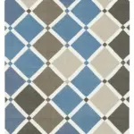 Duri Modern Mavi Pamuk Üstü Yün El Dokuma Kilim-106x161