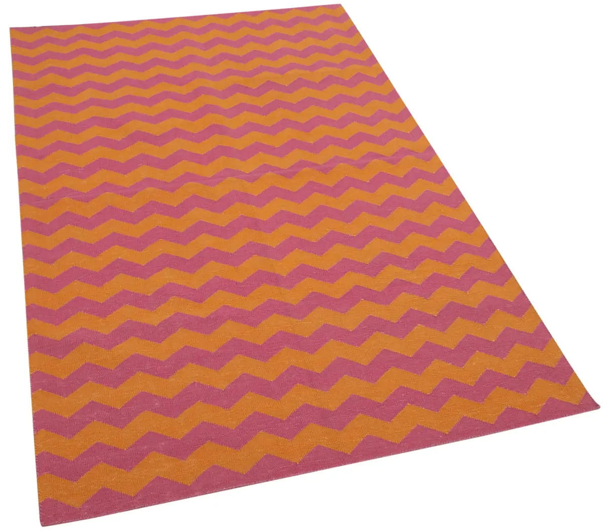 Duri Modern Turuncu Pamuk Üstü Yün El Dokuma Kilim-106x168 - Görsel 2