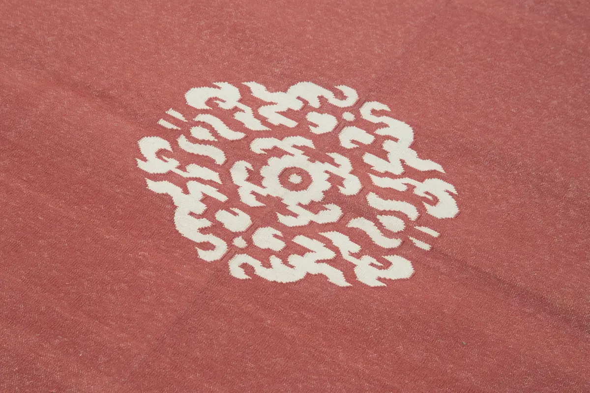 Duri Modern Kırmızı Pamuk Üstü Yün El Dokuma Kilim-111x170 - Görsel 5