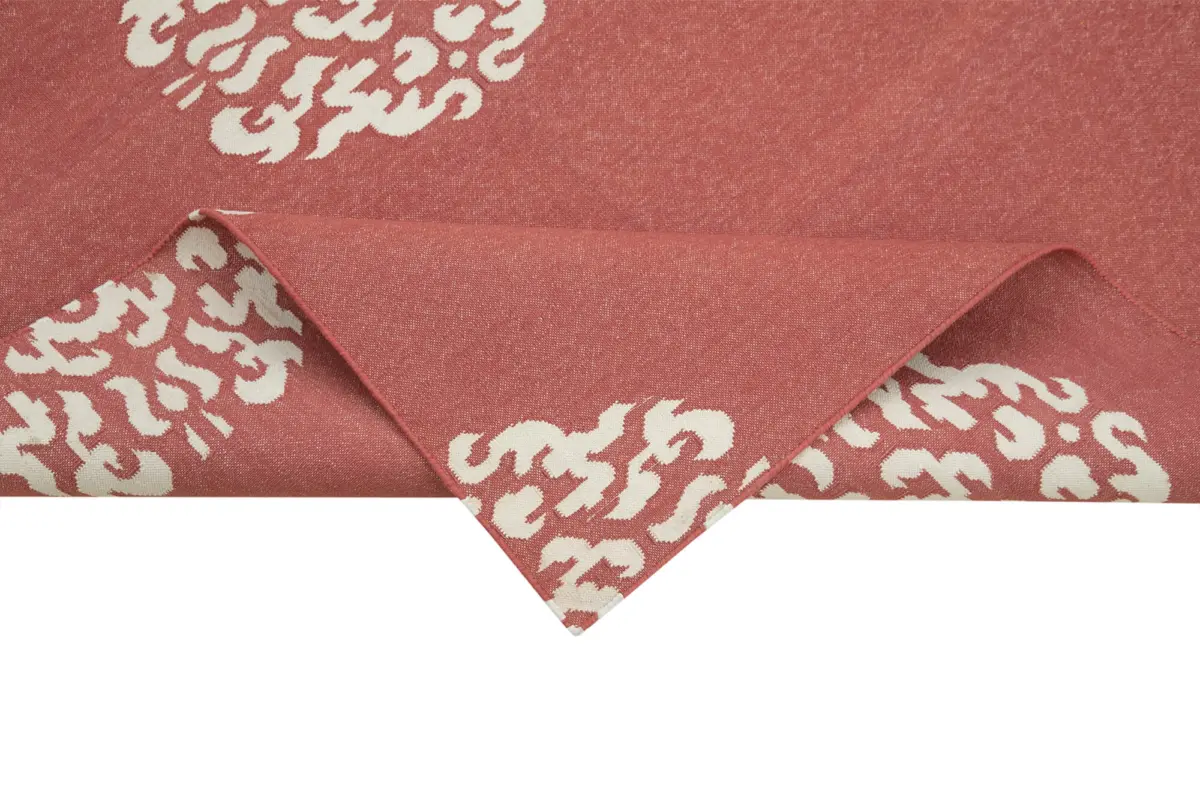 Duri Modern Kırmızı Pamuk Üstü Yün El Dokuma Kilim-111x170 - Görsel 6