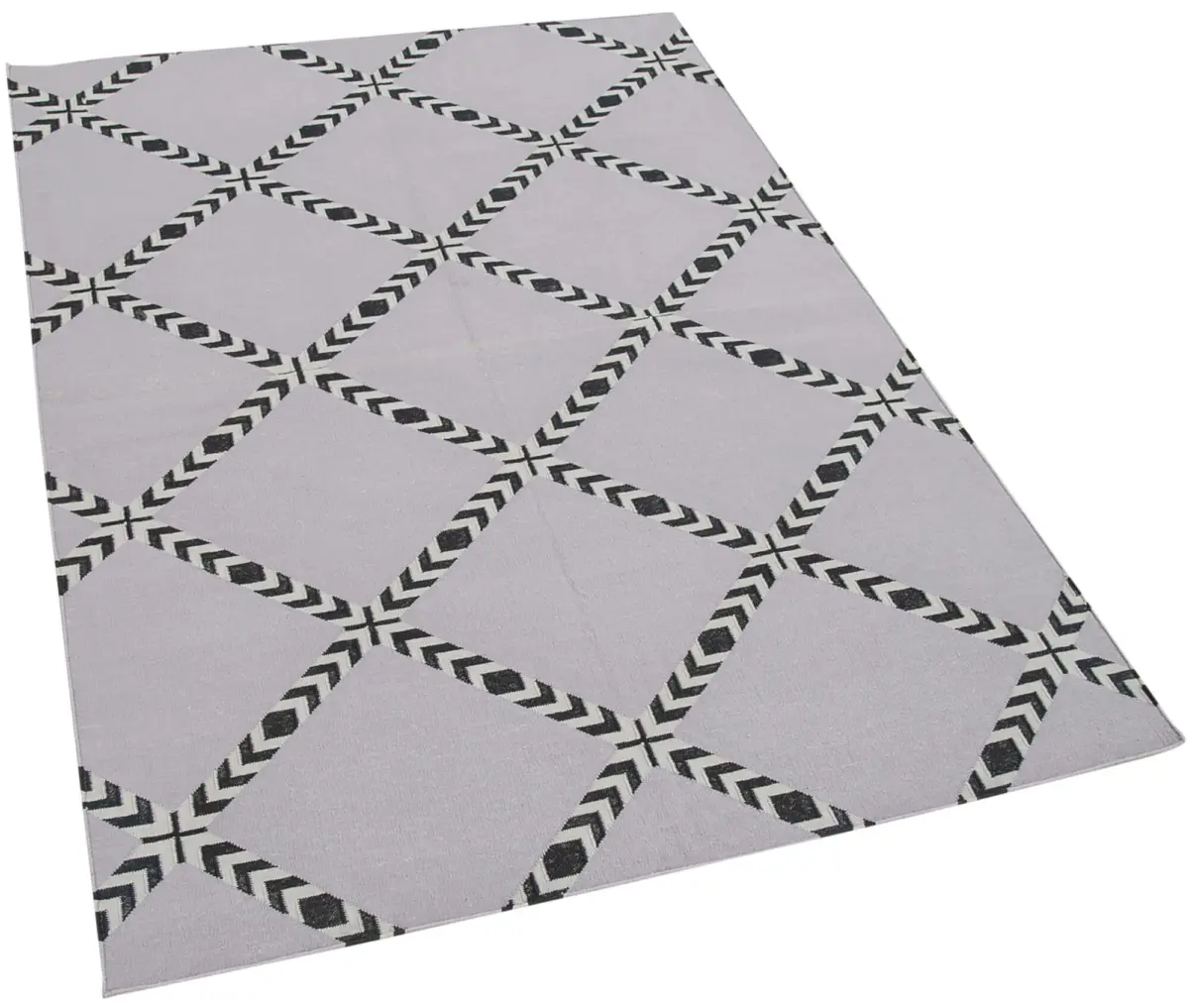 Duri Modern Siyah Pamuk Üstü Yün El Dokuma Kilim-107x151 - Görsel 2