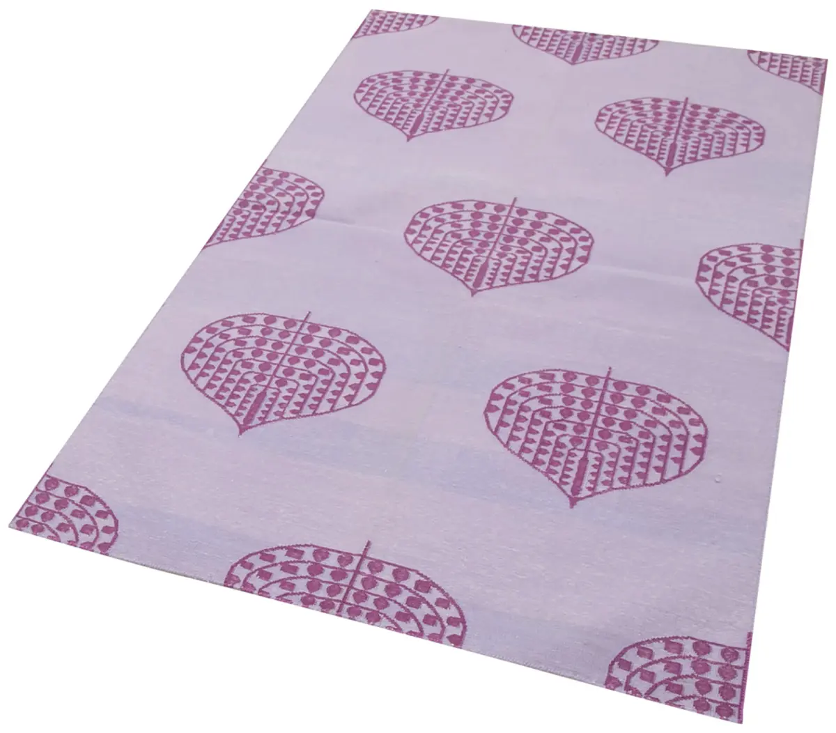 Duri Modern Fuşya Pamuk Üstü Yün El Dokuma Kilim-102x168 - Görsel 3