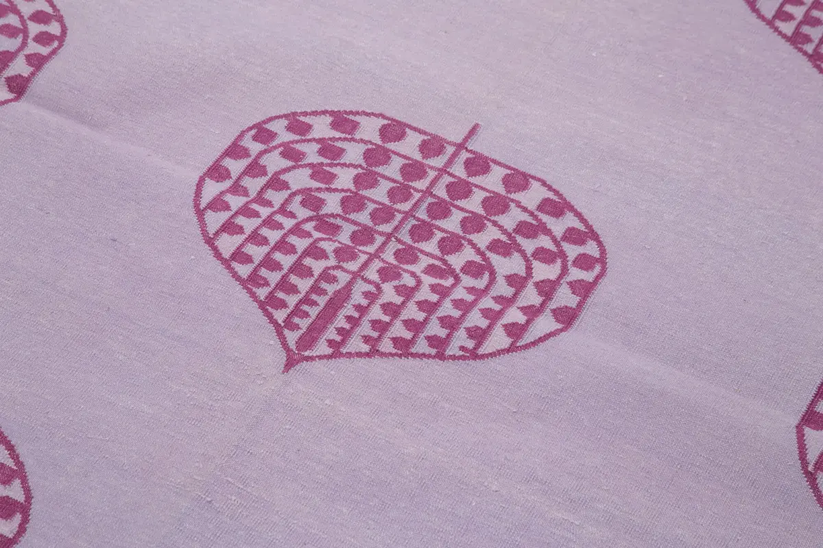 Duri Modern Fuşya Pamuk Üstü Yün El Dokuma Kilim-102x168 - Görsel 5