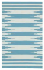 Duri Modern Turkuaz Pamuk Üstü Yün El Dokuma Kilim-105x166