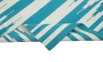 Duri Modern Turkuaz Pamuk Üstü Yün El Dokuma Kilim-105x166 - Görsel 6