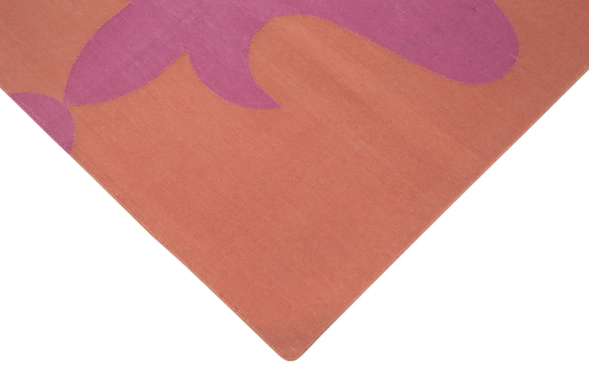 Duri Modern Fuşya Pamuk Üstü Yün El Dokuma Kilim-105x167 - Görsel 4