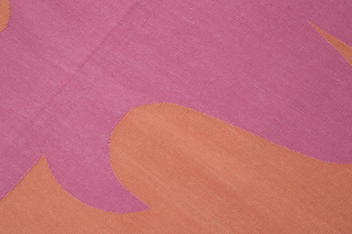 Duri Modern Fuşya Pamuk Üstü Yün El Dokuma Kilim-105x167 - Görsel 5