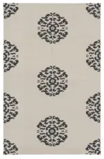 Duri Modern Siyah Pamuk Üstü Yün El Dokuma Kilim-107x163