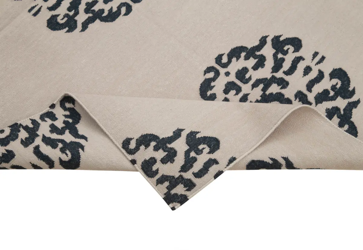 Duri Modern Siyah Pamuk Üstü Yün El Dokuma Kilim-107x163 - Görsel 6