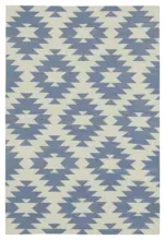 Duri Modern Mavi Pamuk Üstü Yün El Dokuma Kilim-112x164