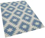 Duri Modern Mavi Pamuk Üstü Yün El Dokuma Kilim-112x164 - Görsel 2
