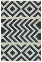 Duri Modern Siyah Pamuk Üstü Yün El Dokuma Kilim-109x163