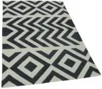 Duri Modern Siyah Pamuk Üstü Yün El Dokuma Kilim-109x163 - Görsel 2