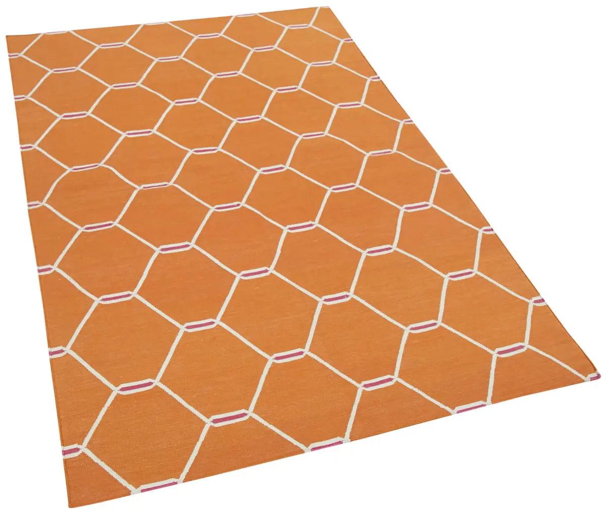 Duri Modern Turuncu Pamuk Üstü Yün El Dokuma Kilim-105x171 - Görsel 2