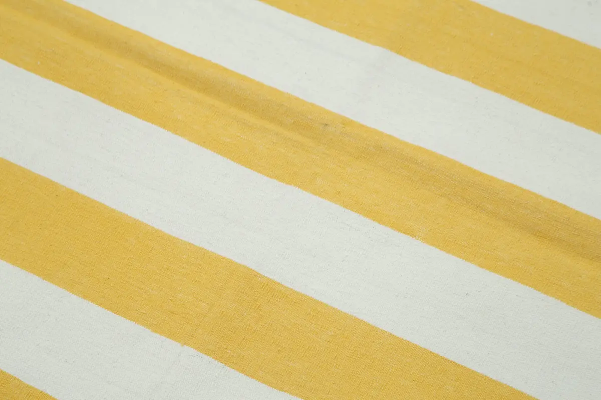 Duri Modern Sarı Pamuk Üstü Yün El Dokuma Kilim-107x168 - Görsel 5