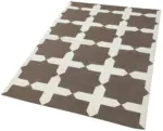 Duri Modern Kahverengi Pamuk Üstü Yün El Dokuma Kilim-115x170 - Görsel 3