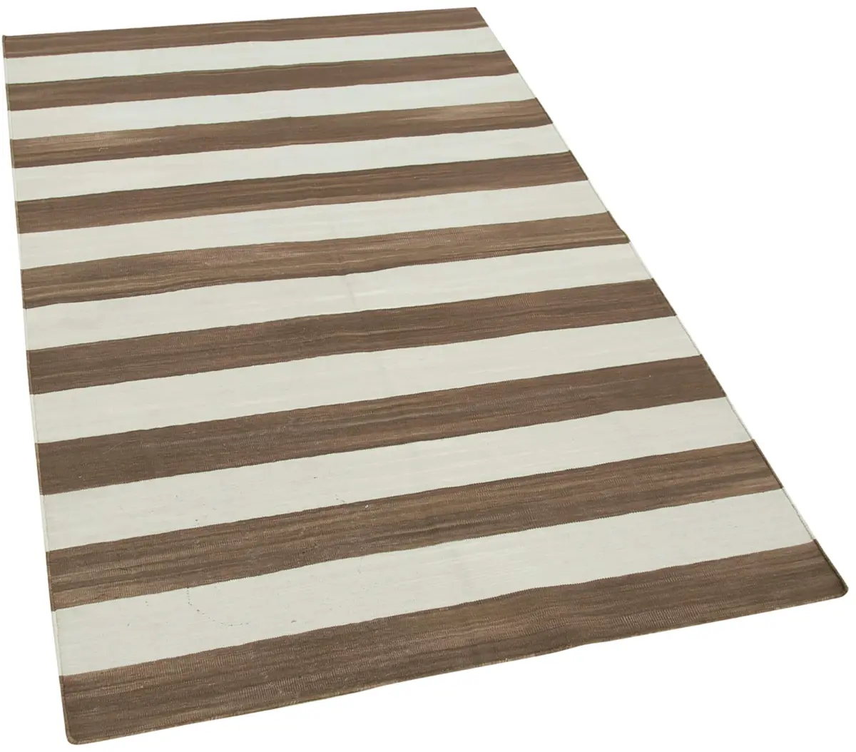 Duri Modern Kahverengi Pamuk Üstü Yün El Dokuma Kilim-107x166 - Görsel 2