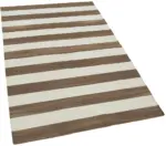 Duri Modern Kahverengi Pamuk Üstü Yün El Dokuma Kilim-107x166 - Görsel 2