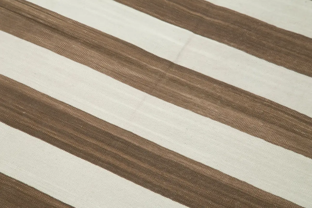 Duri Modern Kahverengi Pamuk Üstü Yün El Dokuma Kilim-107x166 - Görsel 5