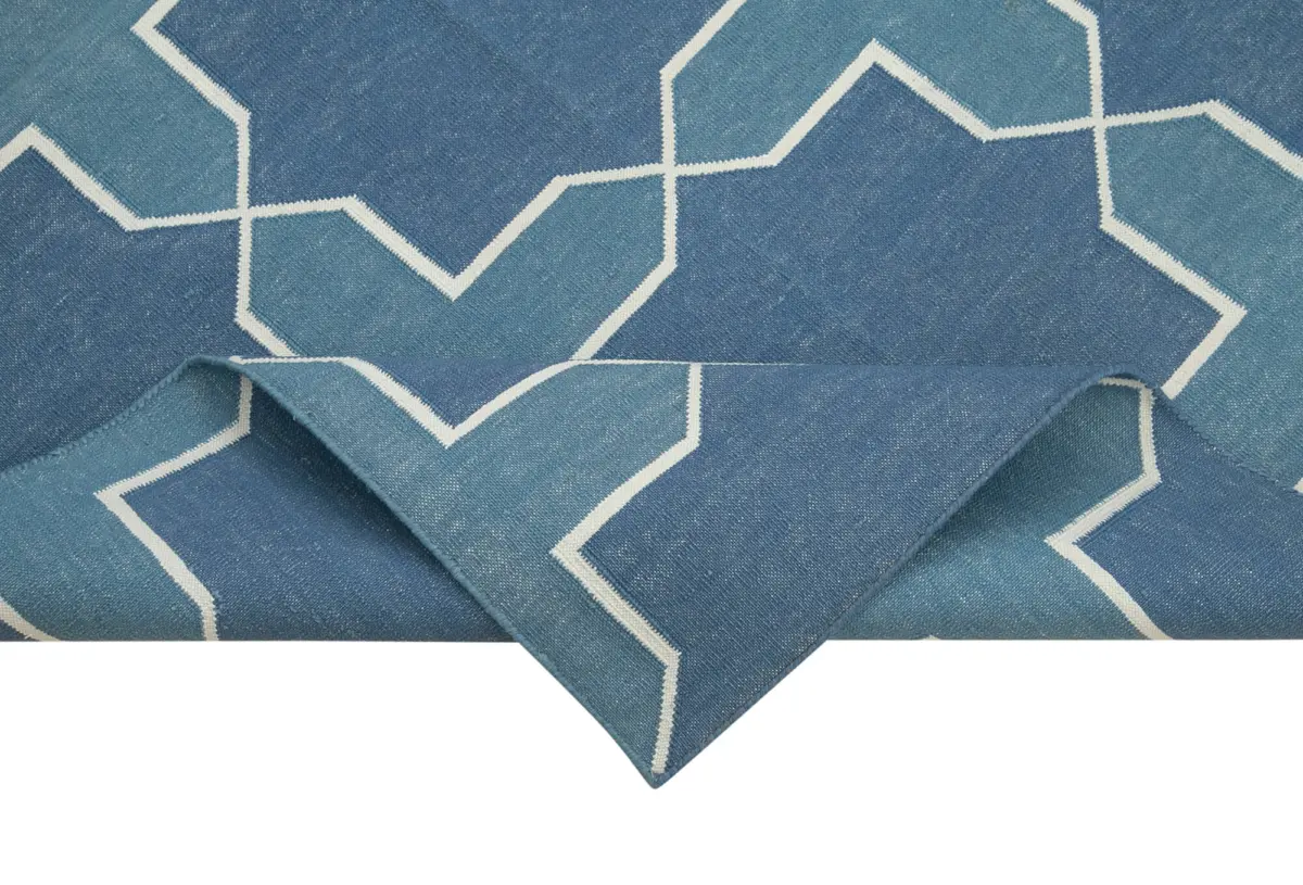 Duri Modern Beyaz Pamuk Üstü Yün El Dokuma Kilim-111x167 - Görsel 6