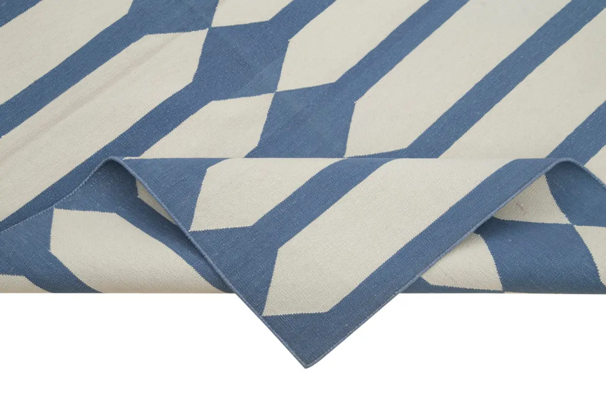 Duri Modern Mor Pamuk Üstü Yün El Dokuma Kilim-110x170 - Görsel 6