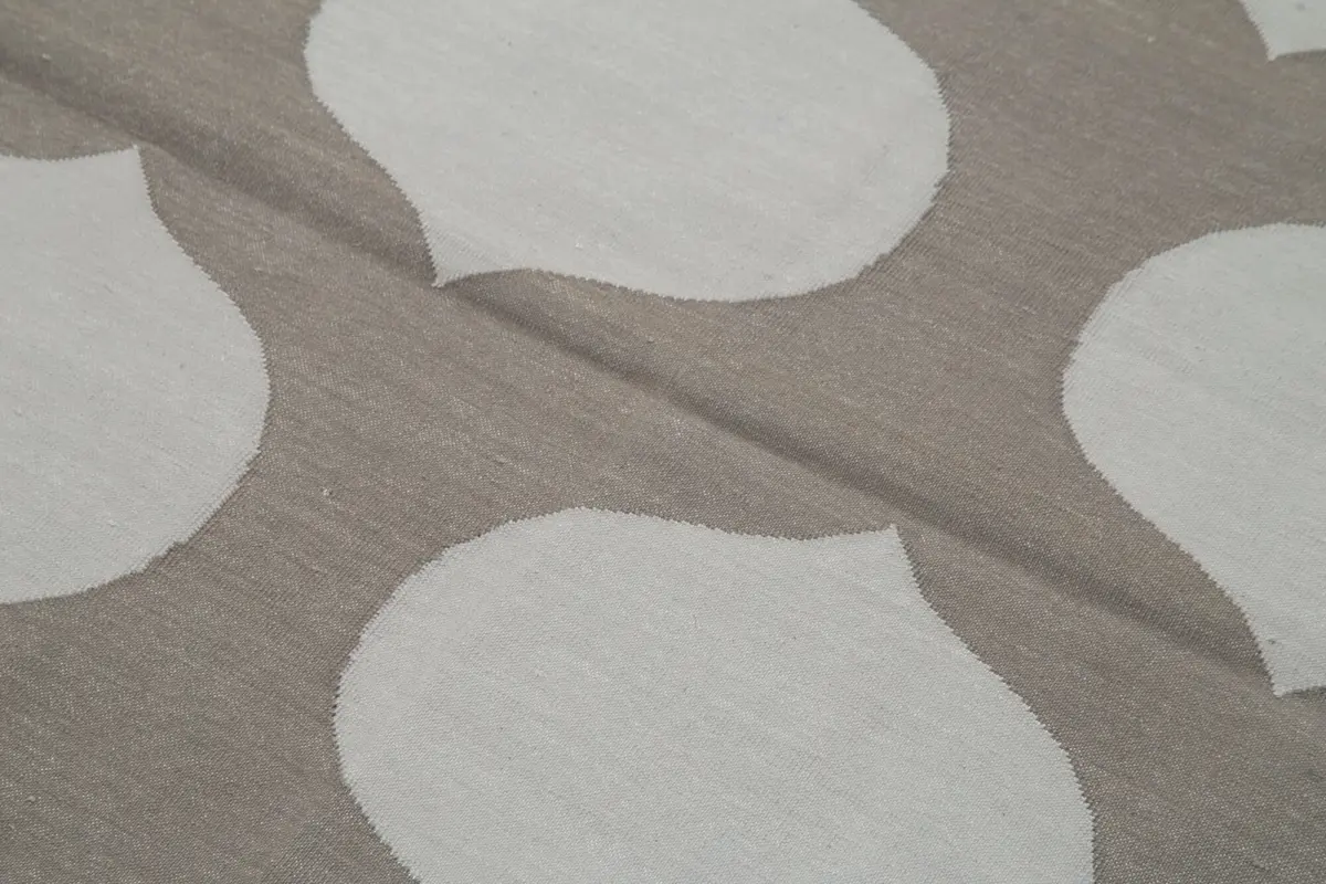 Duri Modern Gri Pamuk Üstü Yün El Dokuma Kilim-107x165 - Görsel 5