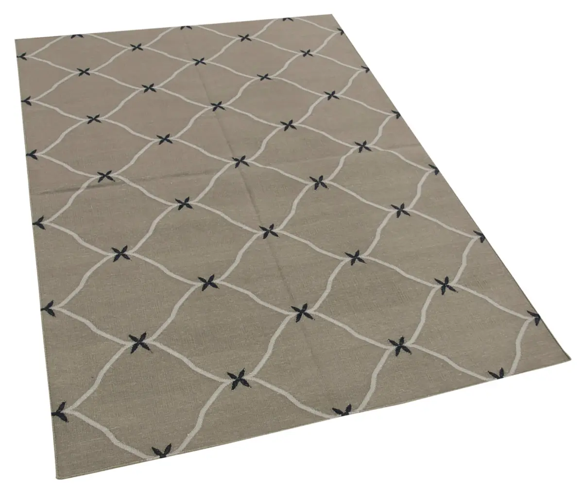 Duri Modern Gri Pamuk Üstü Yün El Dokuma Kilim-110x163 - Görsel 2