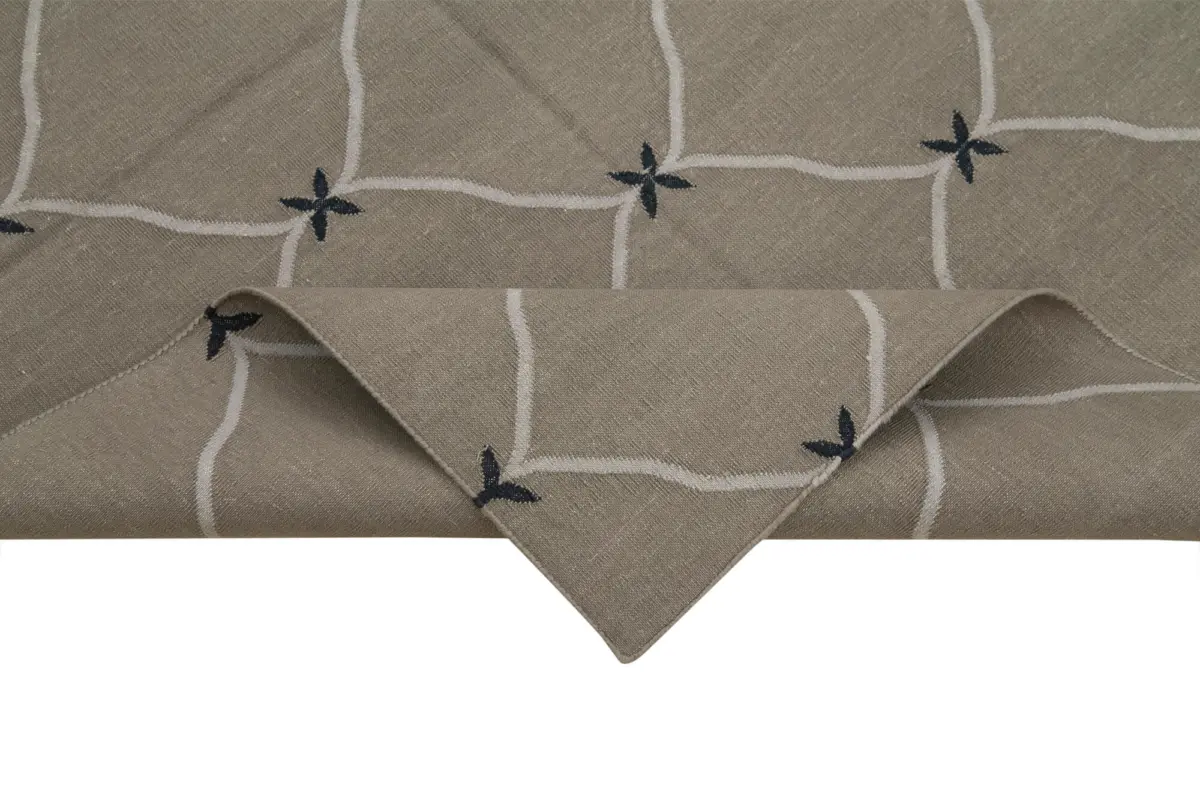Duri Modern Gri Pamuk Üstü Yün El Dokuma Kilim-110x163 - Görsel 6