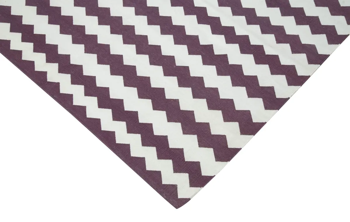 Duri Modern Mor Pamuk Üstü Yün El Dokuma Kilim-243x306 - Görsel 4
