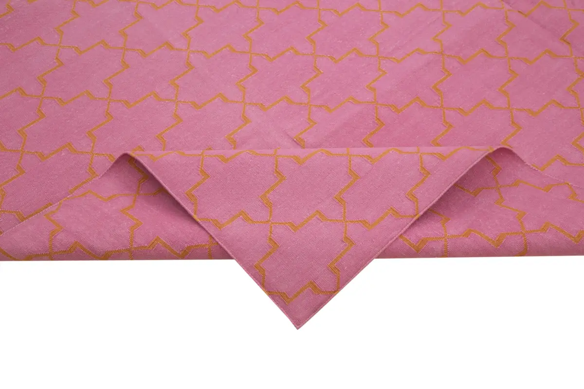 Duri Modern Turuncu Pamuk Üstü Yün El Dokuma Kilim-251x300 - Görsel 6