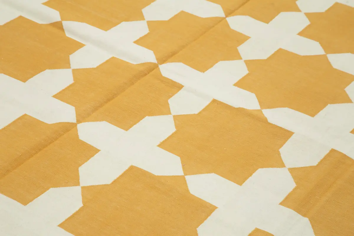 Duri Modern Beyaz Pamuk Üstü Yün El Dokuma Kilim-240x302 - Görsel 5