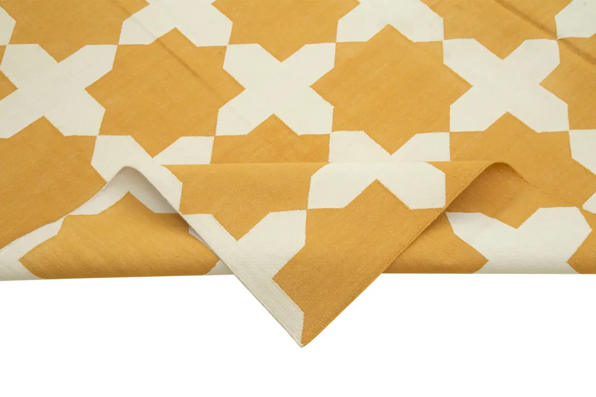 Duri Modern Beyaz Pamuk Üstü Yün El Dokuma Kilim-240x302 - Görsel 6