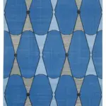 Duri Modern Mavi Pamuk Üstü Yün El Dokuma Kilim-243x298