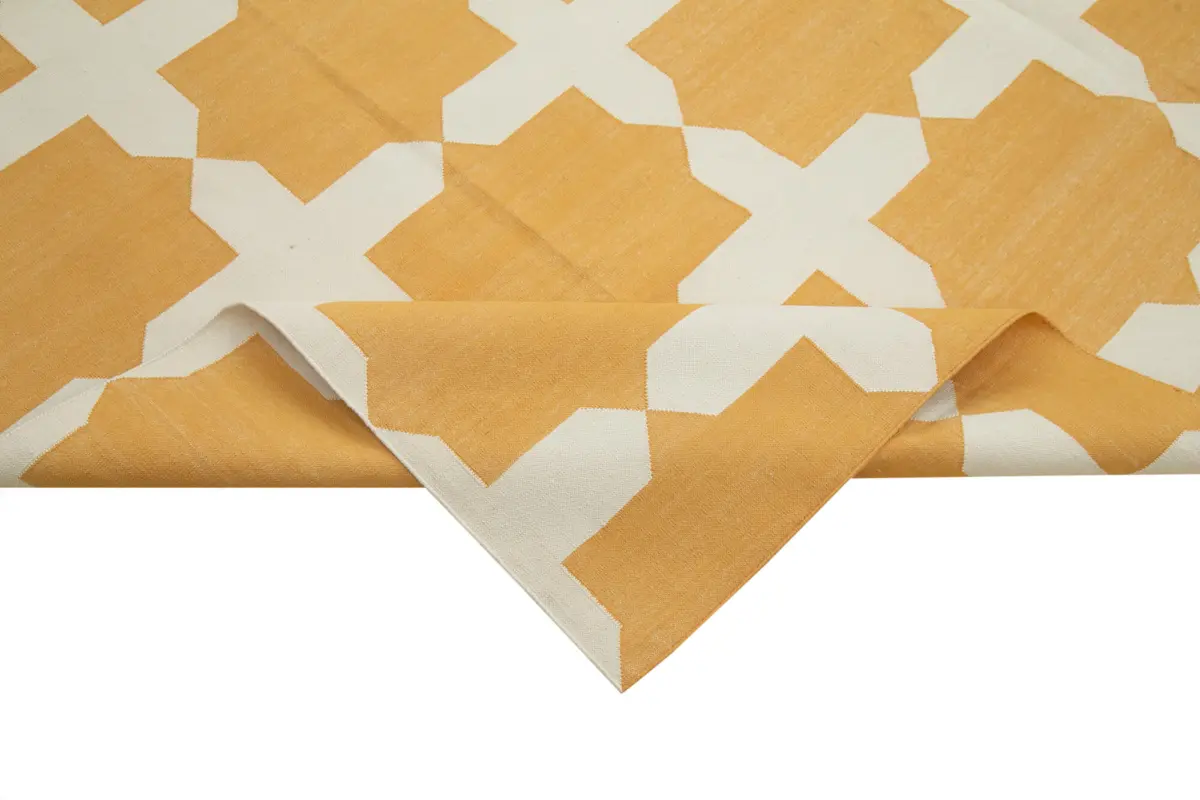 Duri Modern Sarı Pamuk Üstü Yün El Dokuma Kilim-250x295 - Görsel 6