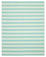 Duri Modern Turkuaz Pamuk Üstü Yün El Dokuma Kilim-240x308