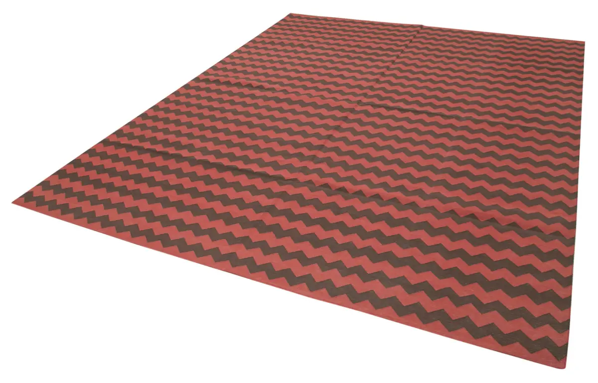 Duri Modern Kahverengi Pamuk Üstü Yün El Dokuma Kilim-245x298 - Görsel 3