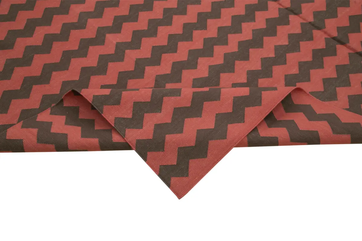 Duri Modern Kahverengi Pamuk Üstü Yün El Dokuma Kilim-245x298 - Görsel 6