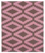 Duri Modern Pembe Pamuk Üstü Yün El Dokuma Kilim-245x300