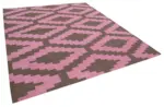 Duri Modern Pembe Pamuk Üstü Yün El Dokuma Kilim-245x300 - Görsel 2