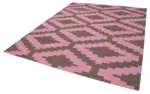 Duri Modern Pembe Pamuk Üstü Yün El Dokuma Kilim-245x300 - Görsel 3