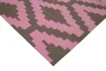 Duri Modern Pembe Pamuk Üstü Yün El Dokuma Kilim-245x300 - Görsel 4